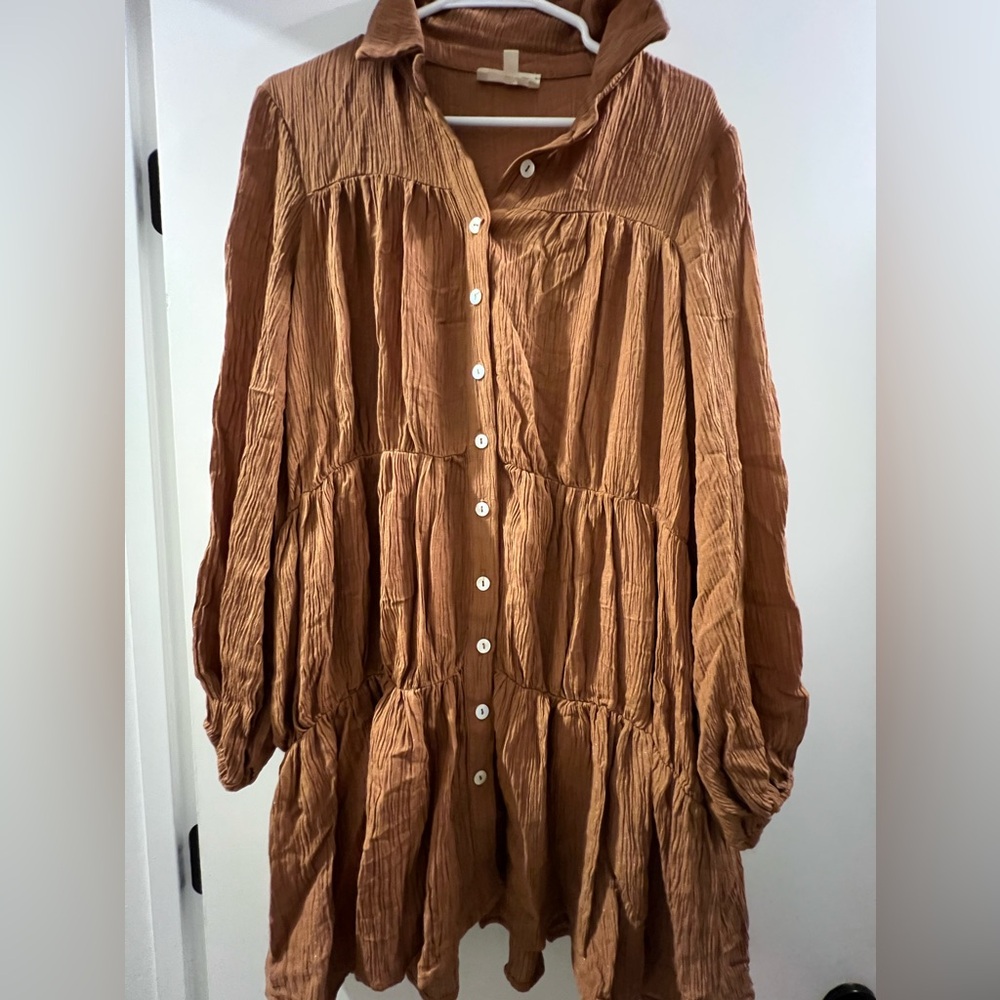 Brown Button-Down Dress